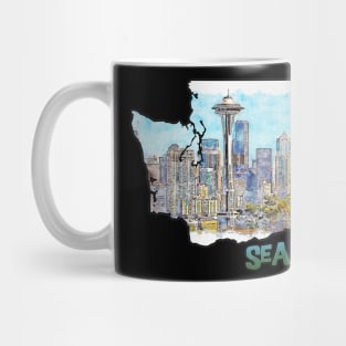 Washington State Outine (Seattle Drawing) Mug